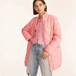 J. Crew Quilted Cocoon Puffer Jacket Coat With Primaloft In Warm Rose